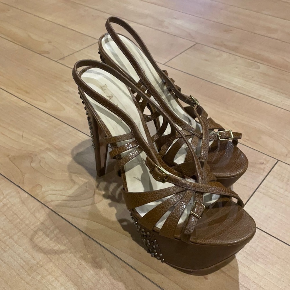 L.A.M.B. Brown studded heels